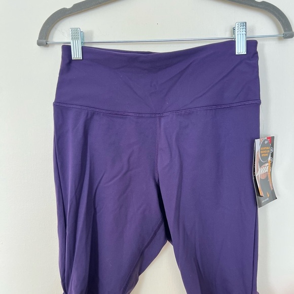 Avia Womens Purple Prestige Crop Legging Moisture Wicking Ruching Leg Activewear - Picture 4 of 15